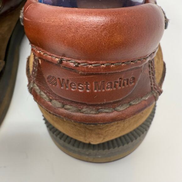 West Marine Boat Shoes Men's 9.5 Brown Leather Classic Comfort Mocs Casual EUC - Picture 8 of 12